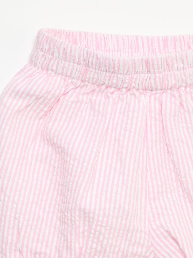Short en seersucker à rayures Rose - Kiabi