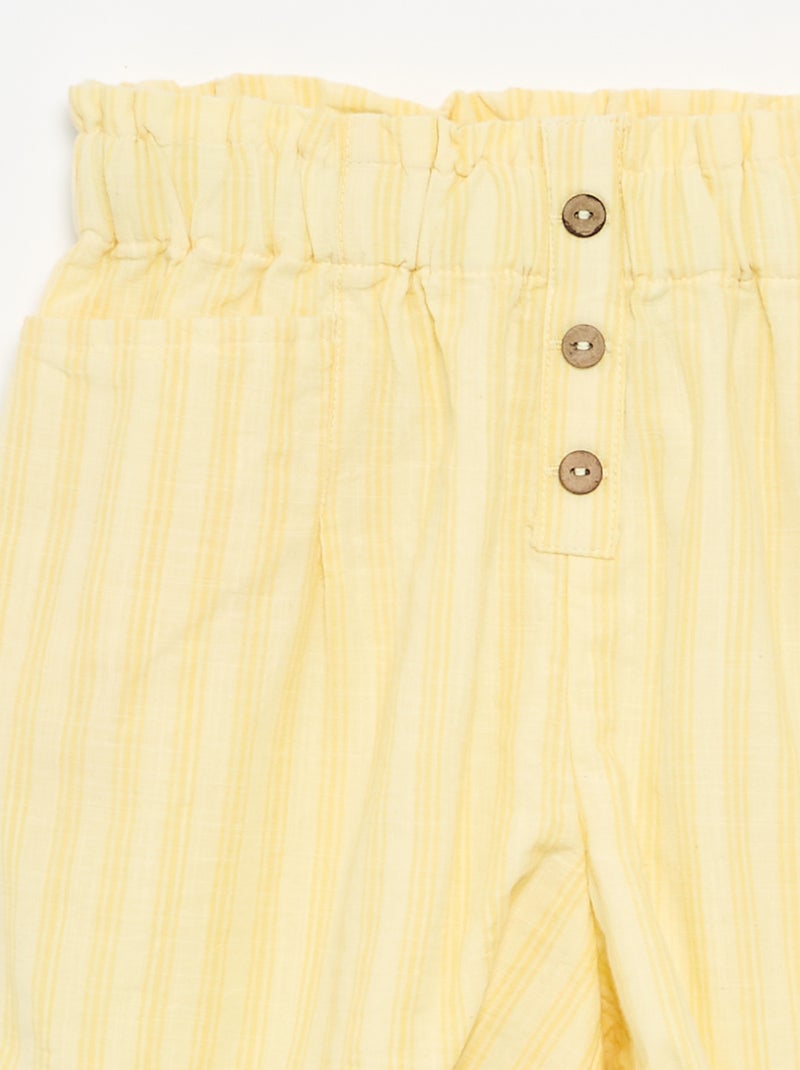 Short en seersucker coupe droite Jaune - Kiabi