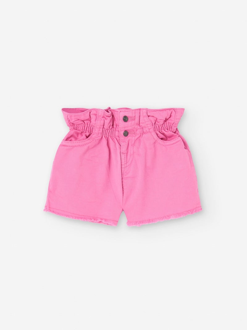 Short en Sergé à Taille Paperbag Rose - Kiabi