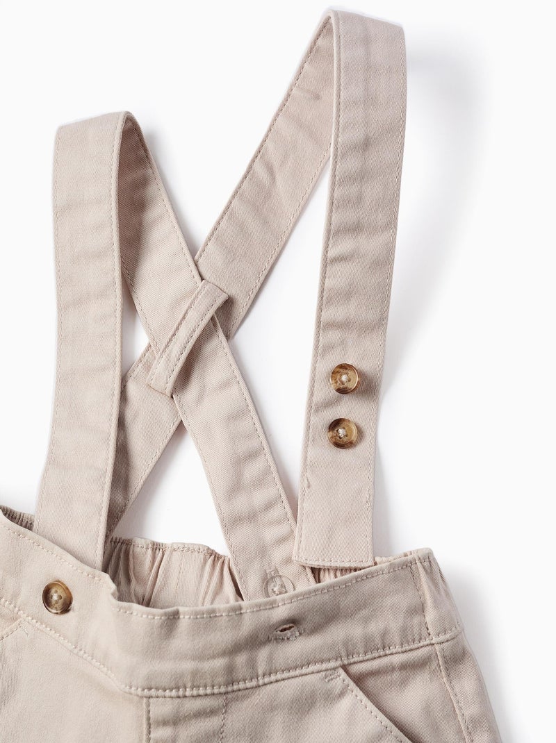 Short en Sergé avec Bretelles Amovibles Beige clair - Kiabi