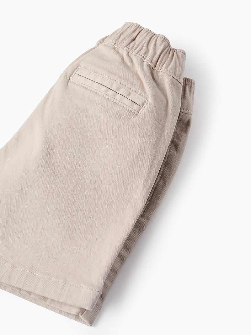 Short en Sergé avec Bretelles Amovibles Beige clair - Kiabi