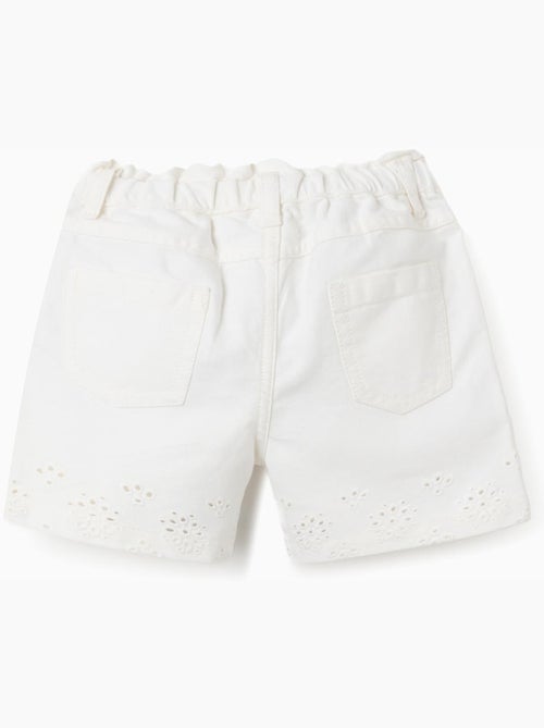 Short en sergé avec broderie anglaise - Kiabi