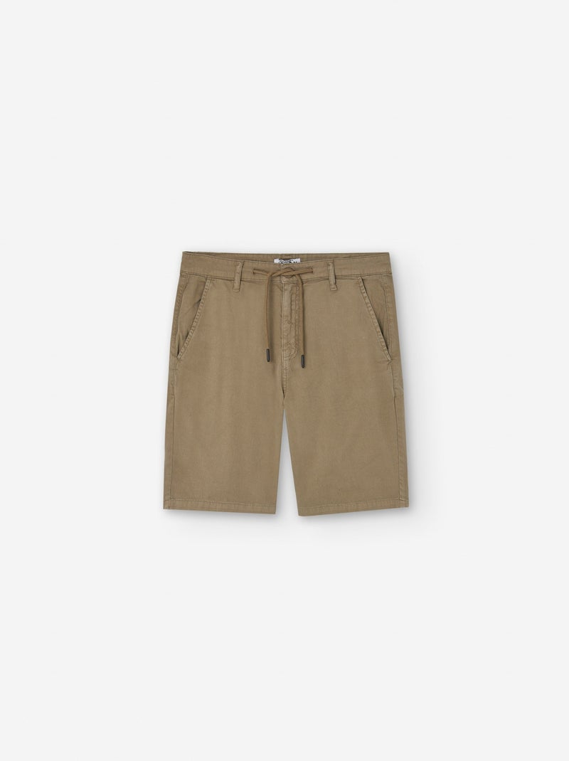 Short en Sergé avec Cordon Marron - Kiabi