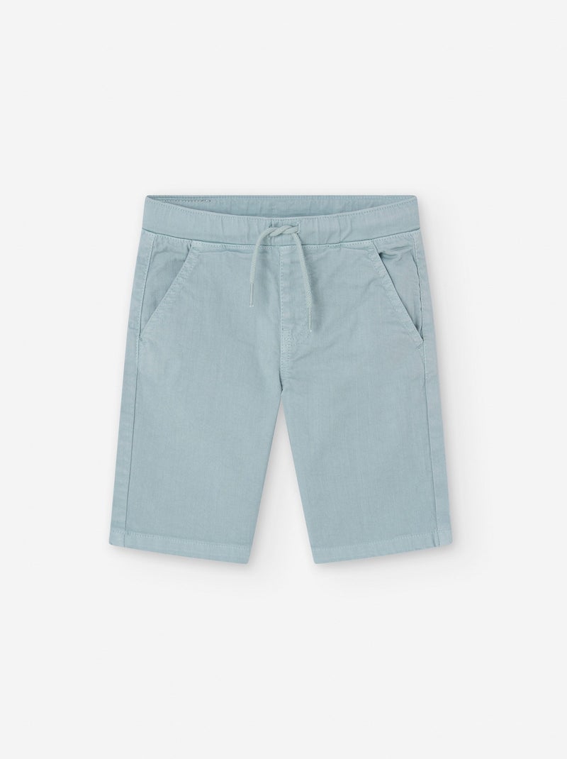 Short en Sergé avec Cordon Vert clair - Kiabi