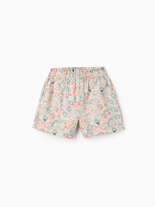 Short en Sergé avec Motif Floral Coloré - Kiabi