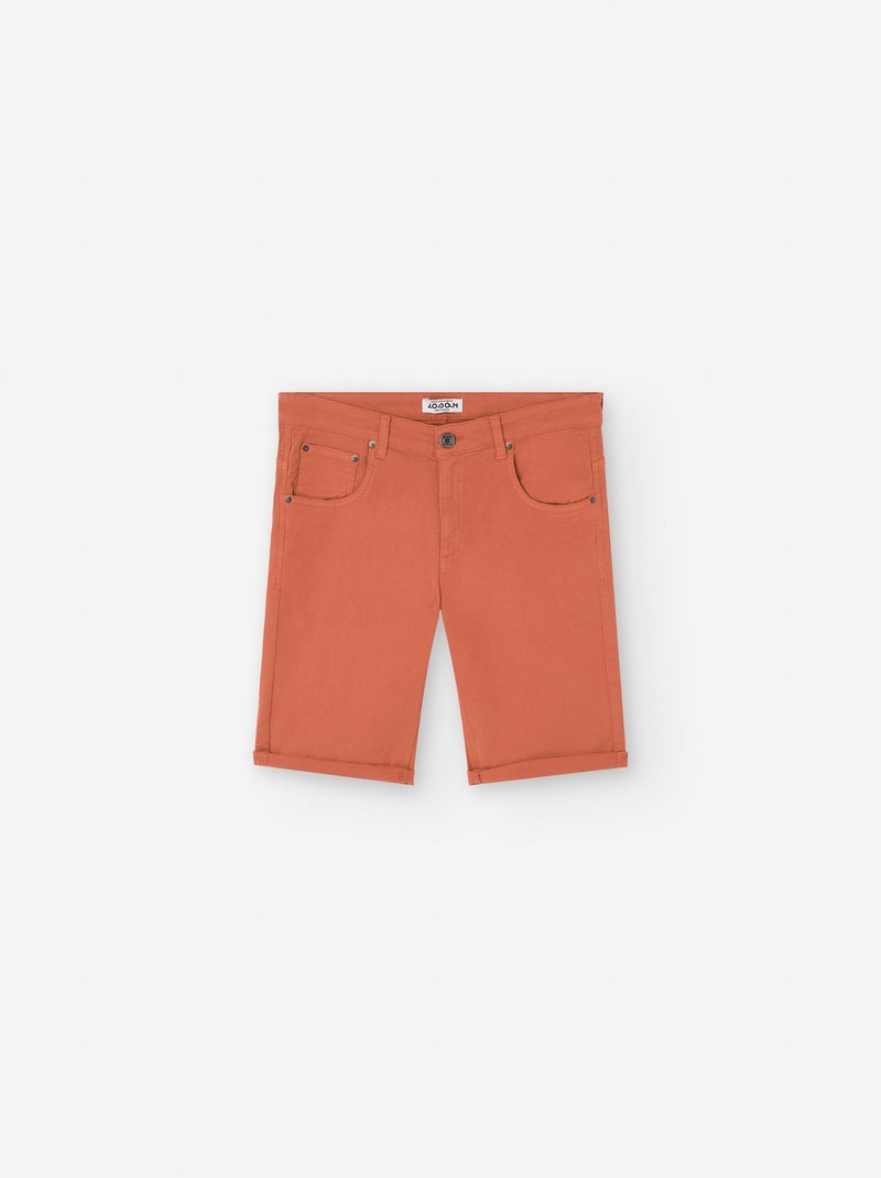 Short en Sergé avec ourlets à revers Orange - Kiabi