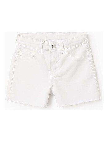 Short en Sergé avec Ourlets Effilochés