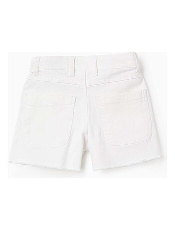 Short en Sergé avec Ourlets Effilochés