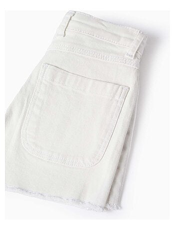 Short en Sergé avec Ourlets Effilochés