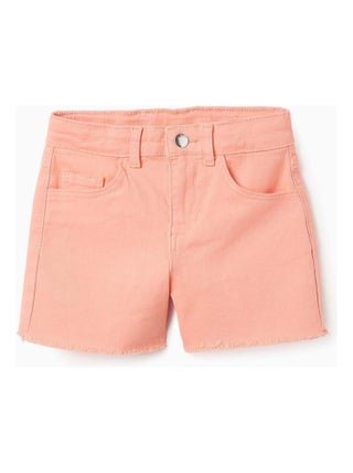 Short en Sergé avec Ourlets Effilochés