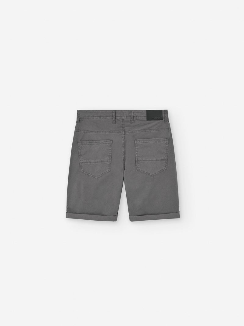 Short en Sergé avec Ourlets Pliés Gris - Kiabi