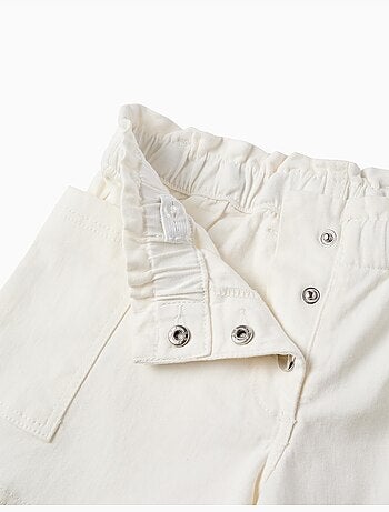 Short en sergé avec poches cargo et taille élastique
