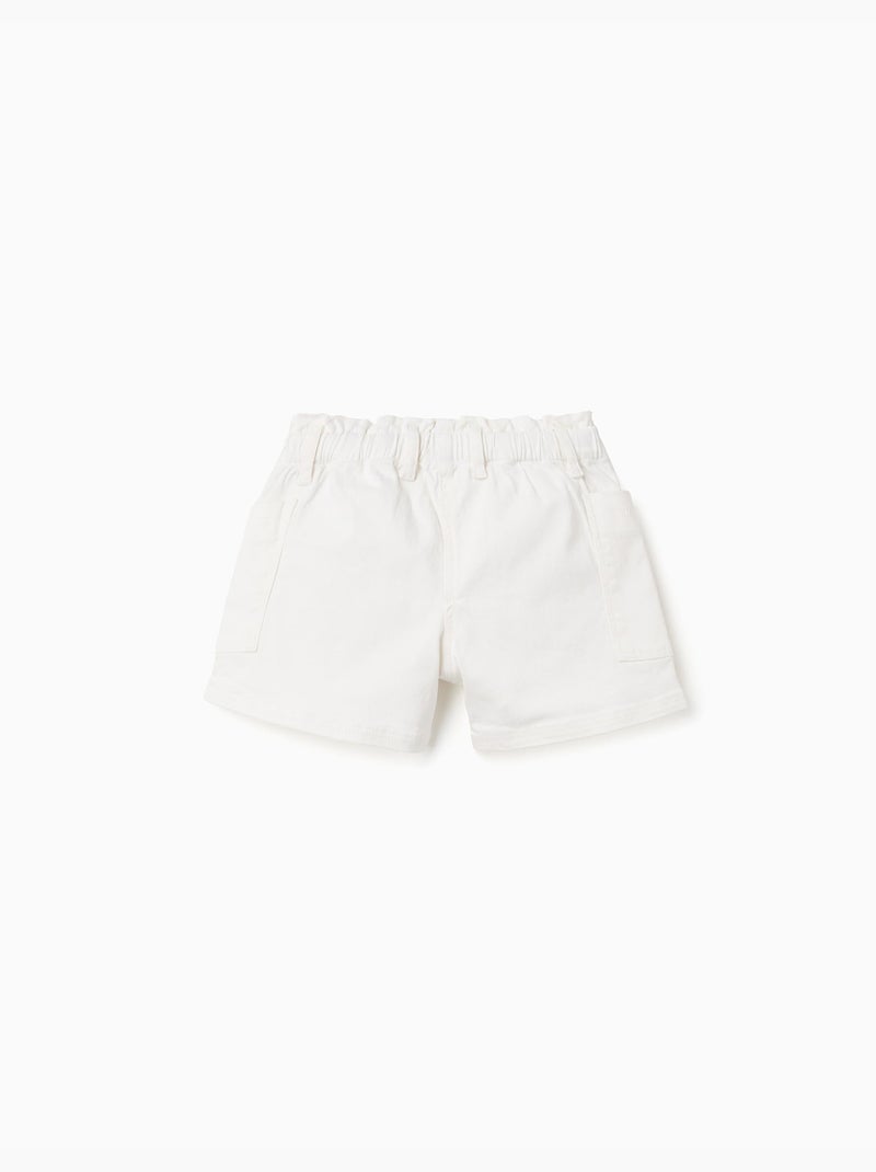 Short en sergé avec poches cargo et taille élastique Blanc - Kiabi