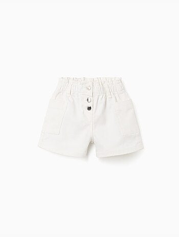 Short en sergé avec poches cargo et taille élastique