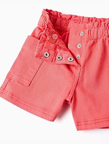Short en sergé avec poches cargo et taille élastique