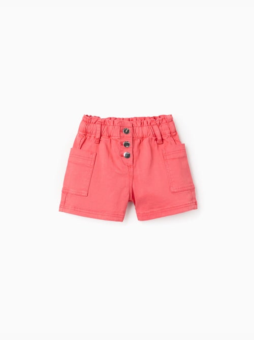 Short en sergé avec poches cargo et taille élastique - Kiabi