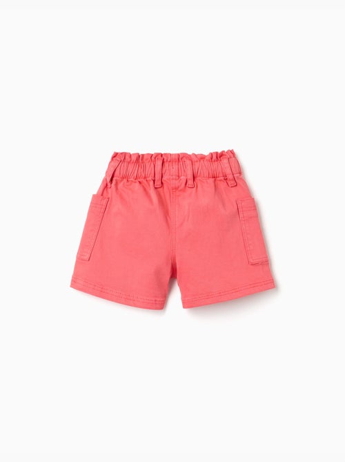 Short en sergé avec poches cargo et taille élastique - Kiabi