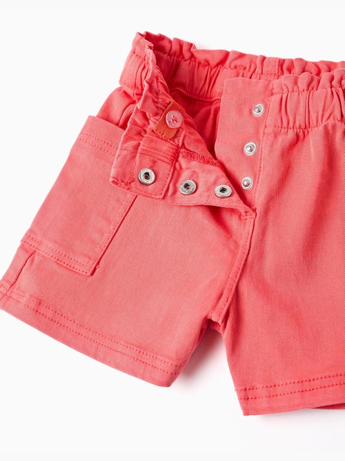 Short en sergé avec poches cargo et taille élastique - Kiabi
