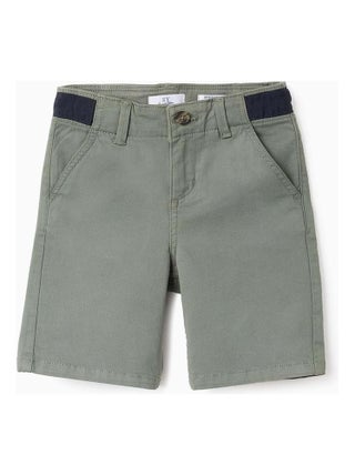 Short en Sergé avec Taille Contrastée
