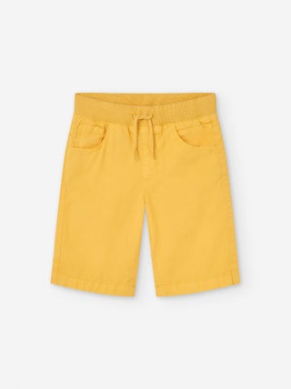 Short en Sergé avec Taille Côtelée