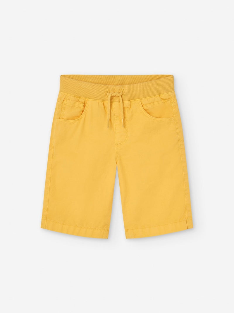 Short en Sergé avec Taille Côtelée Jaune - Kiabi