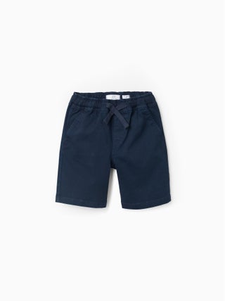 Short en Sergé avec Taille Élastique et Cordon