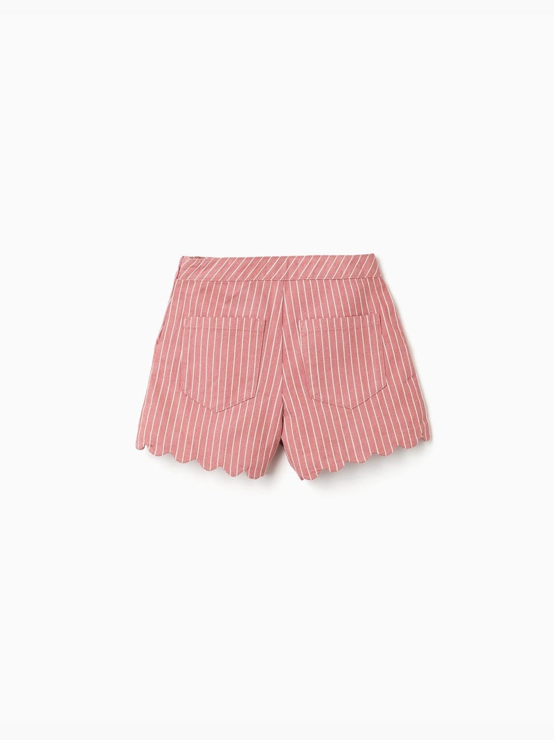 Short en sergé de coton à rayures Rose - Kiabi