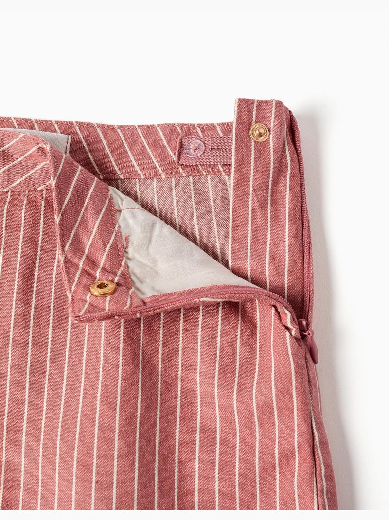Short en sergé de coton à rayures Rose - Kiabi