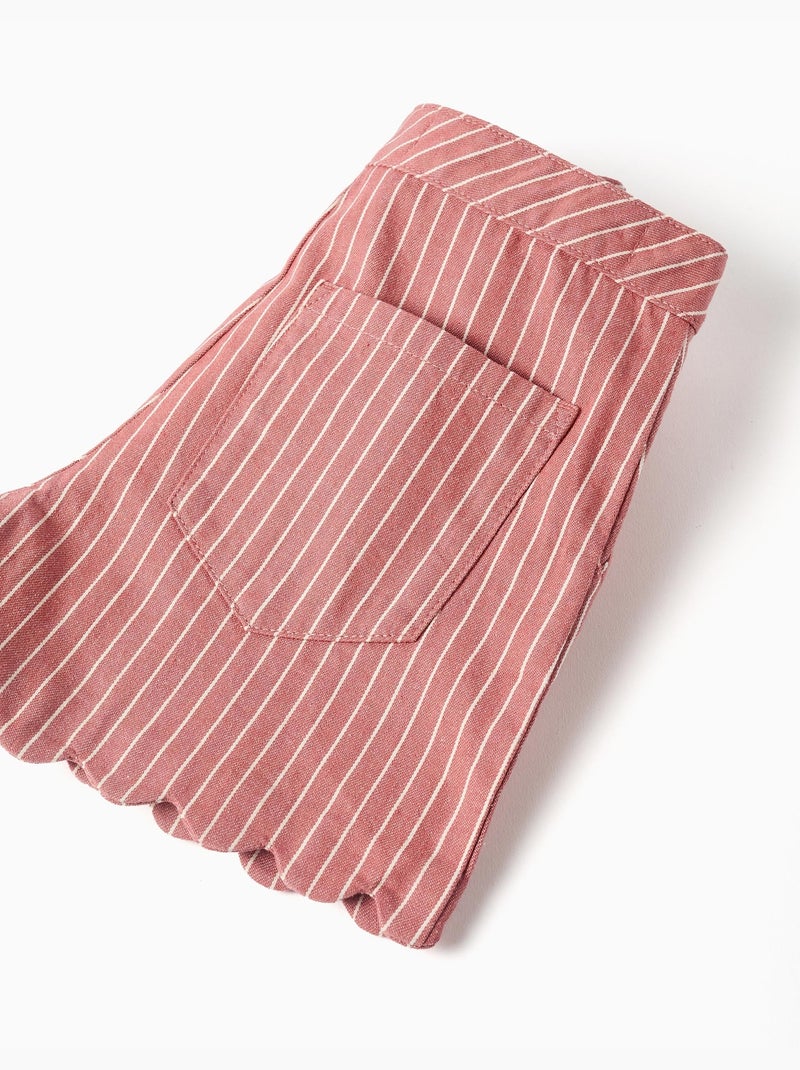 Short en sergé de coton à rayures Rose - Kiabi
