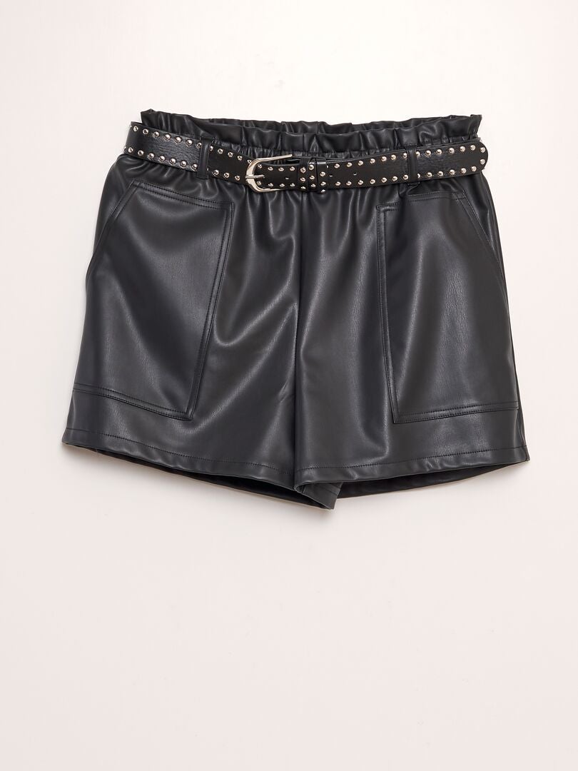 Short en simili + ceinture 'JDY' noir - Kiabi