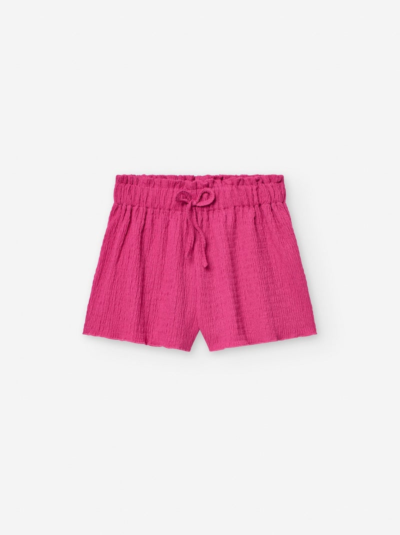 Short En Tissu Froissé Rose - Kiabi