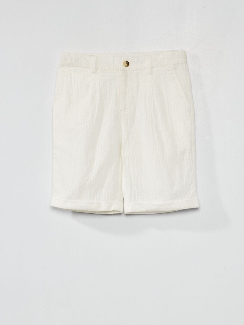 Short en tissu gaufré blanc - Kiabi