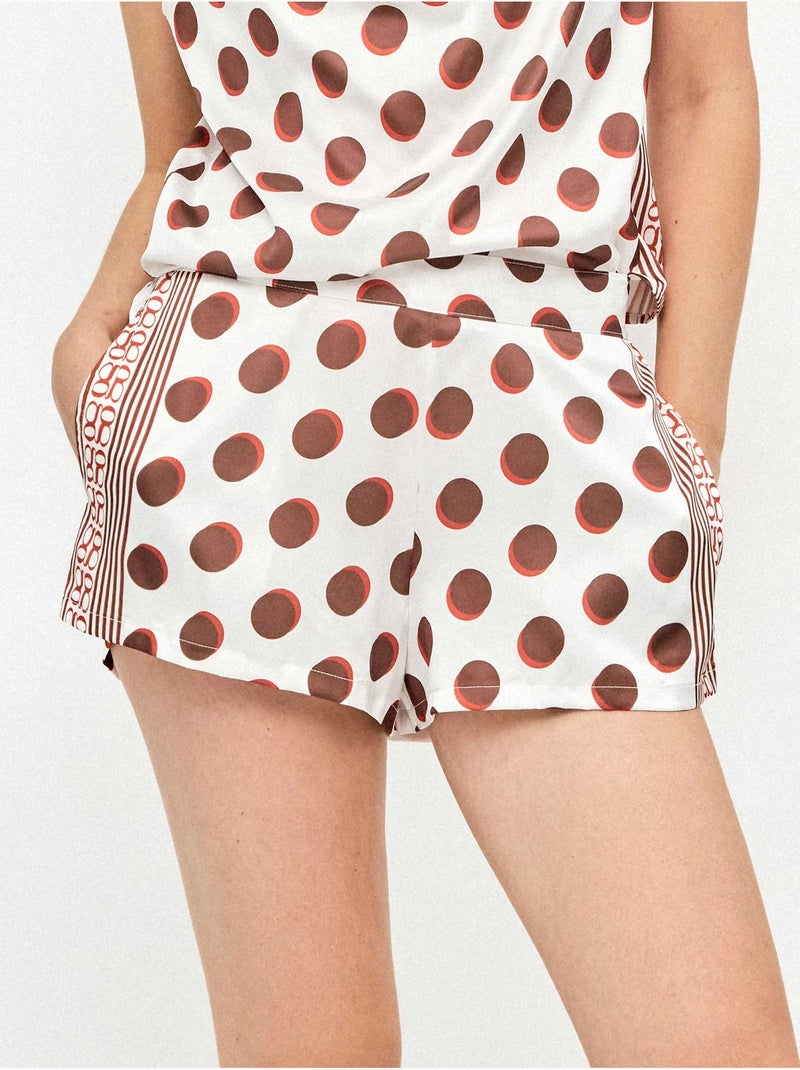 Short en tissu satiné imprimé monogramme Multicolore - Kiabi
