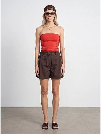 Short en tissu tissé à taille haute et jambe large dilvin