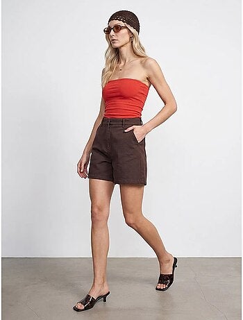 Short en tissu tissé à taille haute et jambe large dilvin