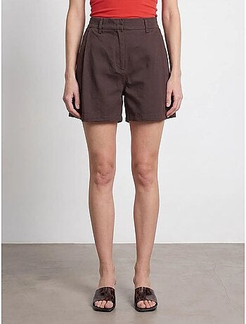 Short en tissu tissé à taille haute et jambe large dilvin