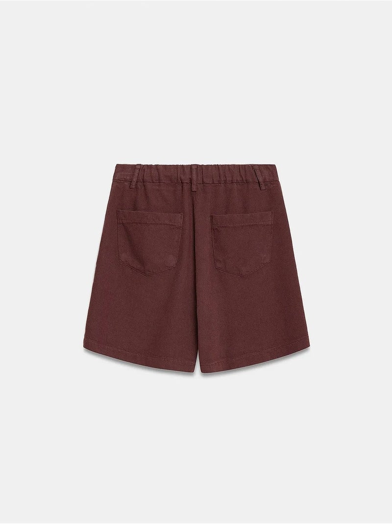 Short en tissu tissé à taille haute et jambe large dilvin Marron - Kiabi