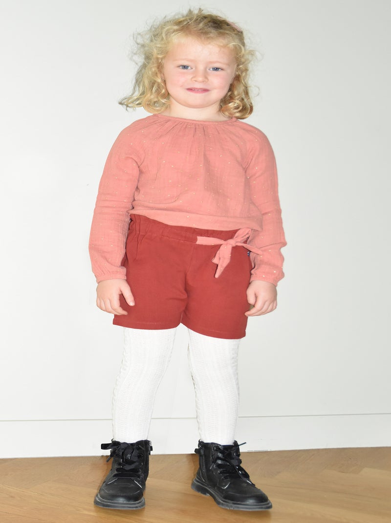 Short en toile nattée Paolina Rouge - Kiabi