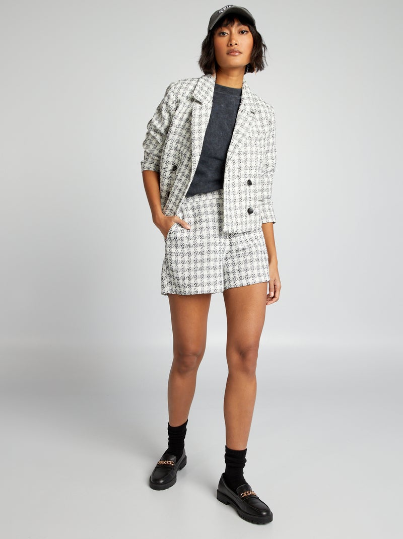 Short en tweed Blanc/noir - Kiabi