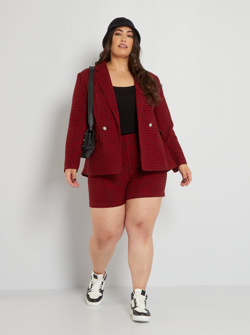 Short en tweed 'pied-de-poule' ROUGE - Kiabi