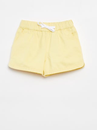 Short en twill à taille élastiquée