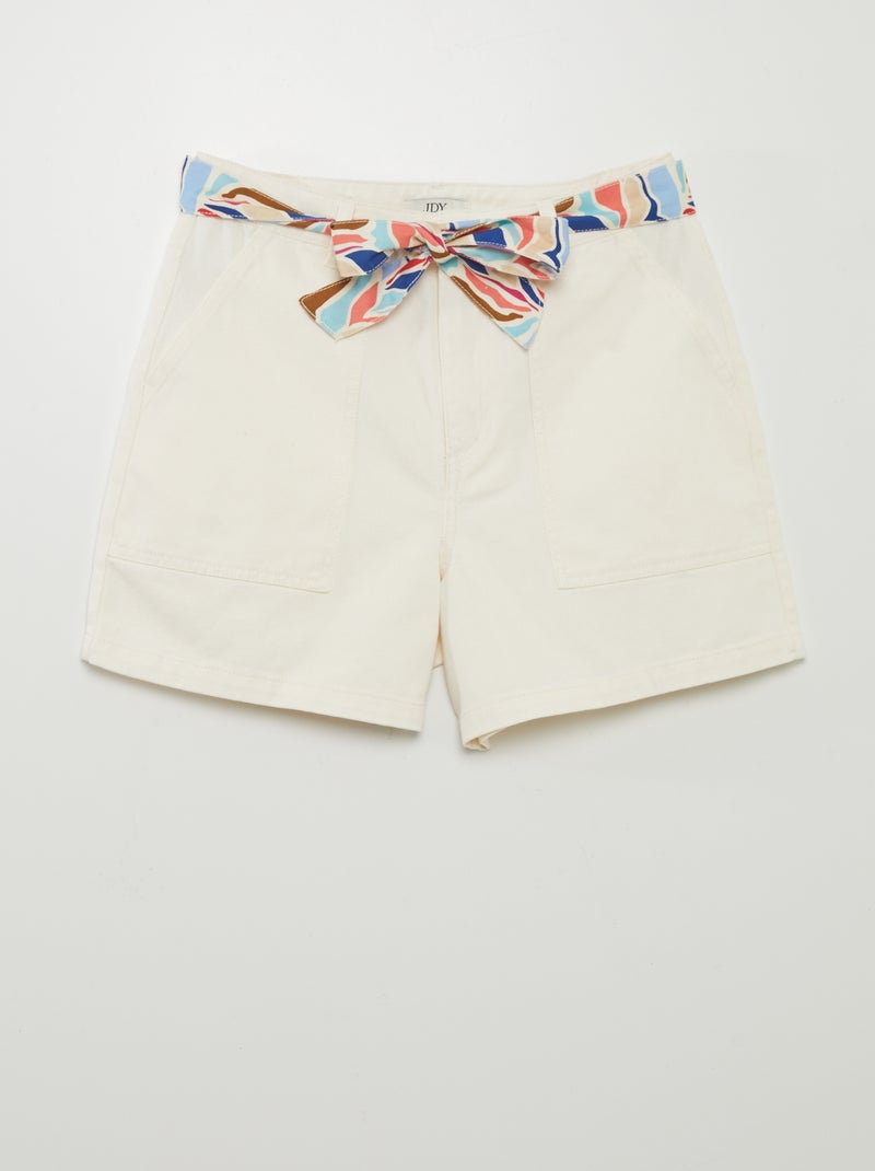 Short en twill avec ceinture colorée 'JDY' Blanc - Kiabi