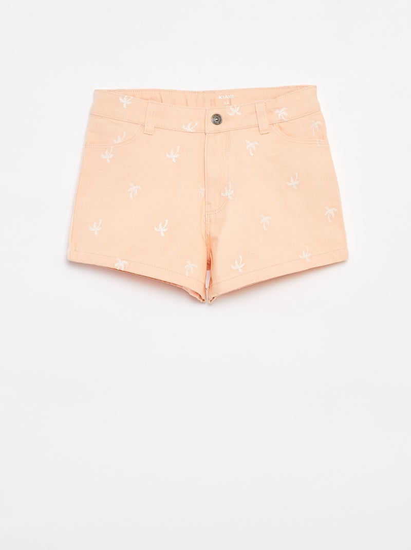 Short en twill avec taille ajustable Orange - Kiabi