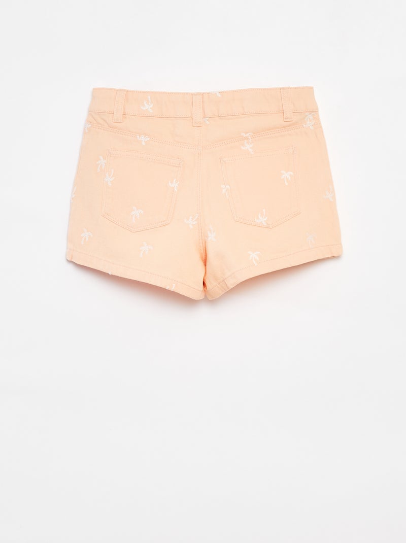 Short en twill avec taille ajustable Orange - Kiabi