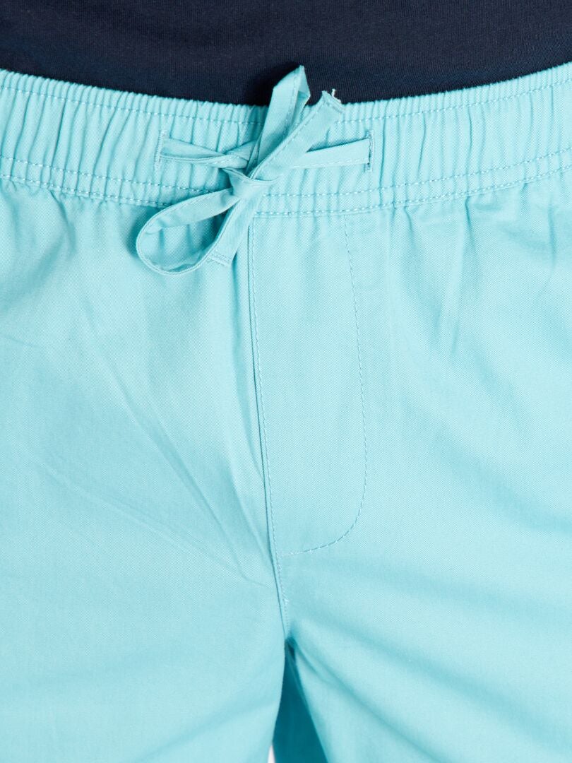Short en twill de coton uni Bleu - Kiabi
