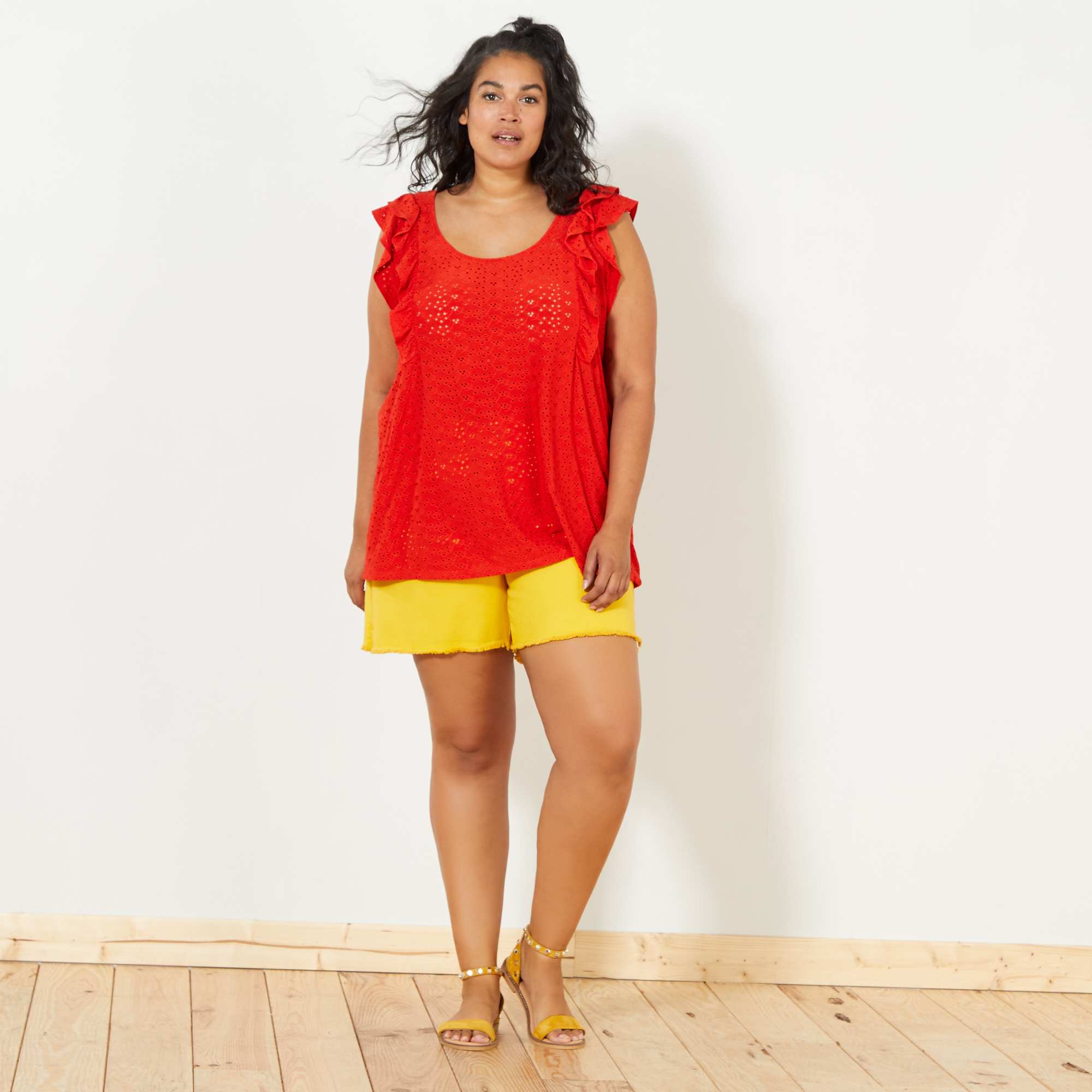 Short en twill taille haute Grande taille femme - Kiabi ...