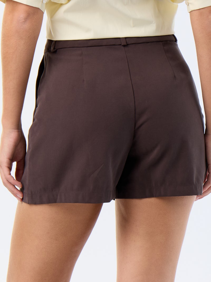 Short en twill uni à 2 poches Marron - Kiabi