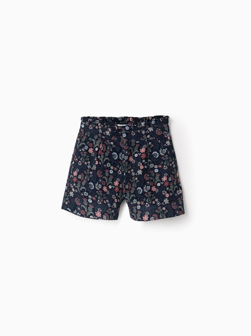 Short en Velours Côtelé à Motif Floral - Kiabi