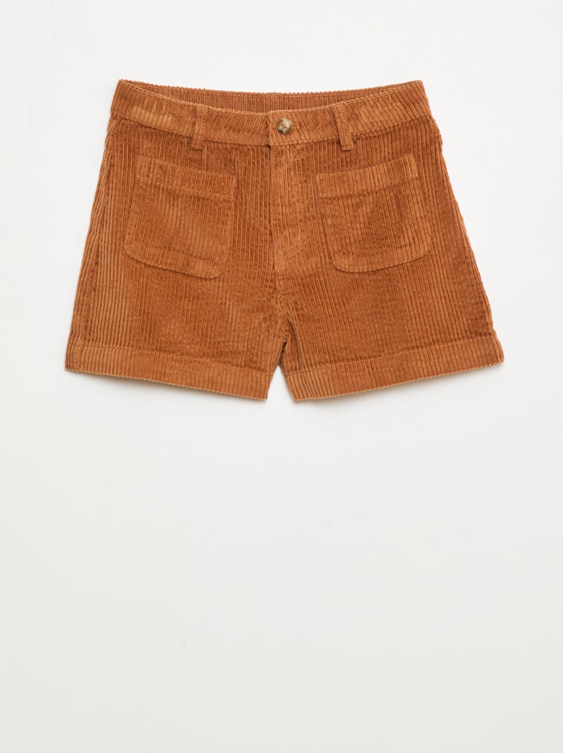 Short en velours côtelé avec 2 poches plaquées Marron - Kiabi