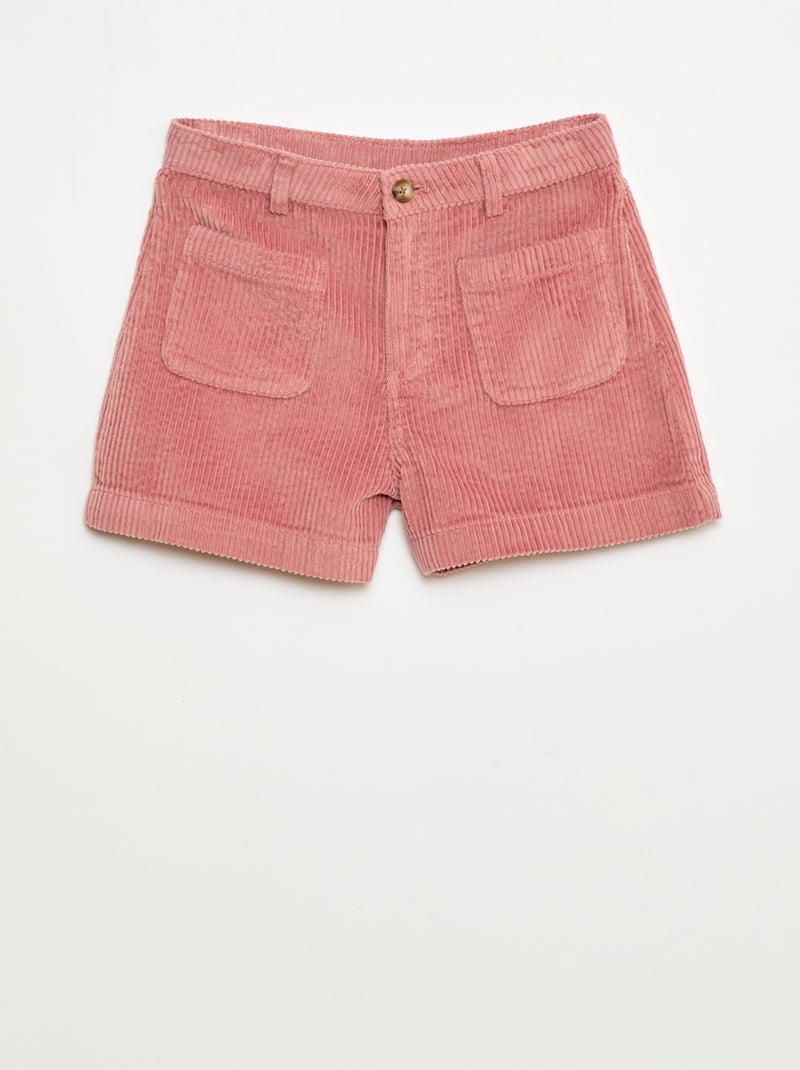 Short en velours côtelé avec 2 poches plaquées Rose - Kiabi
